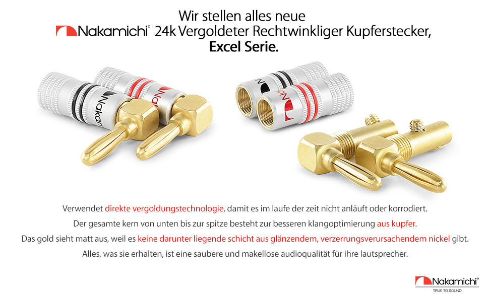 Навушникові роз'єми Nakamichi 24K позолота, 12-18 AWG, 4 мм, для динаміків, підсилювачів, Hi-Fi, AV Receiver, Stereo, домашній кінотеатр, аудіокабель, 4 шт. (2 пари)