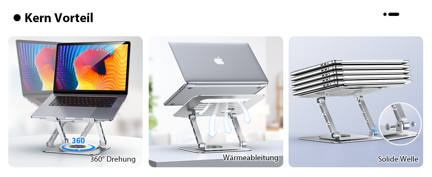 Підставка для ноутбука CreaDream, алюміній, 360° обертання, регульована, для 10-17