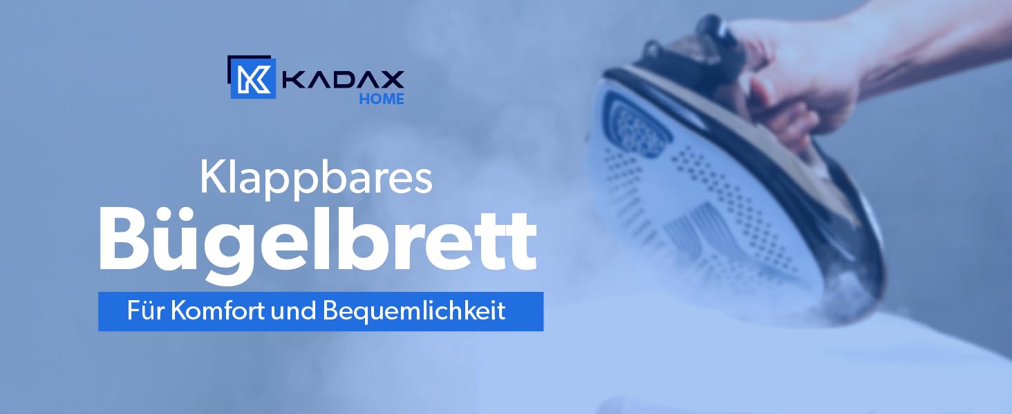 Складна прасувальна дошка KADAX 114x34 см з металевою решіткою, підставкою для праски, 5 мм підкладкою, регульованою висотою та антиковзними ніжками, сіра, виготовлена в ЄС