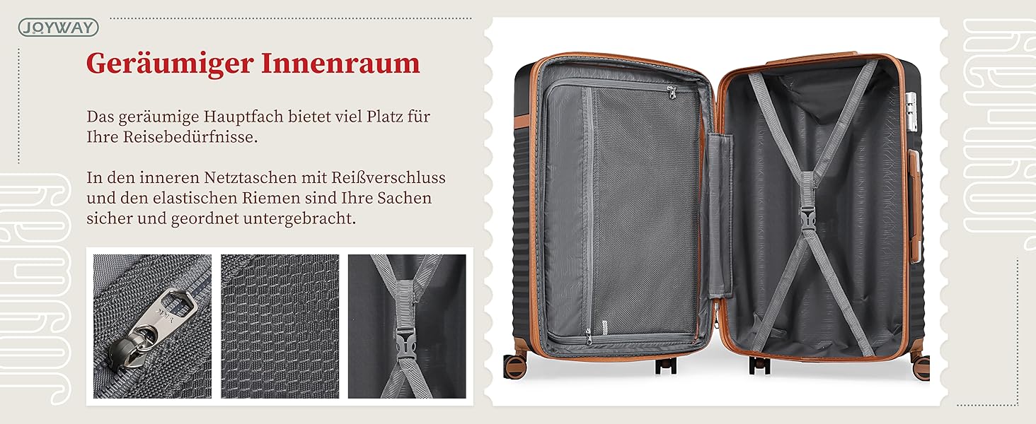 Чохол-валіза Joyway ABS, розширюваний, на 4 колесах з TSA-замком, набір (1 велика сумка, 1 косметичка, чорний, M)