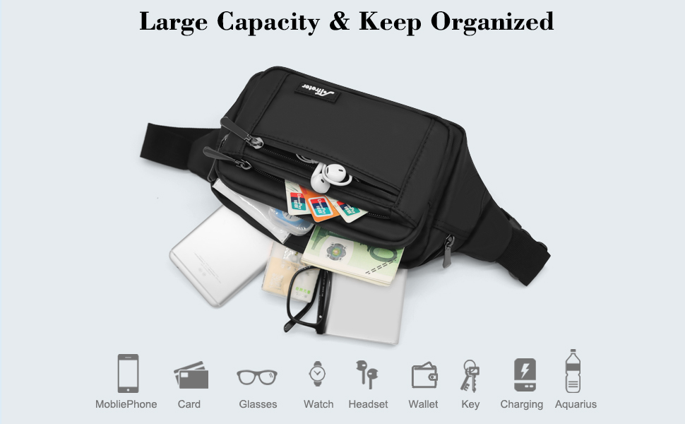 Жіноча поясна сумка-рюкзак, водонепроникна, для телефону, спортивна, для активного відпочинку, подорожей, прогулянок з собакою (чорна)