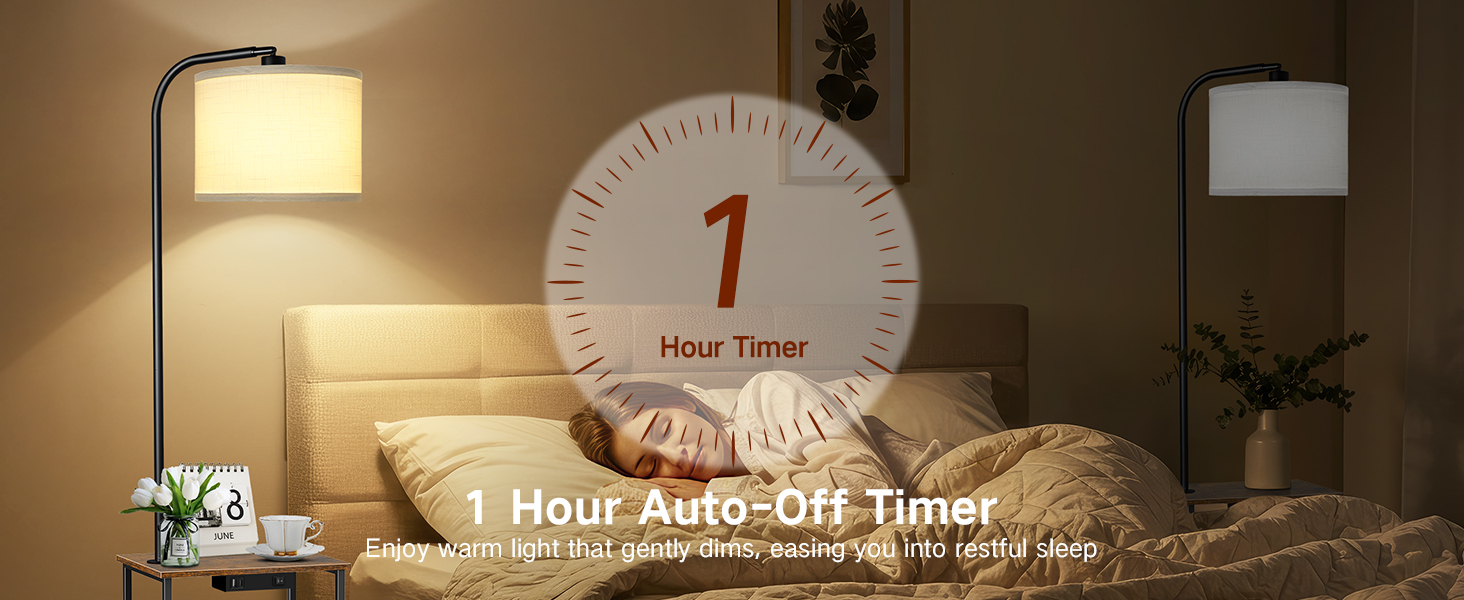 Стельова лампа для вітальні з тумбою та полицею, регульована LED, з пультом, 3 колірні температури, приліжкова тумба з зарядкою та полицею, дерев'яний столик для спальні/офісу (чорний з шухлядами)