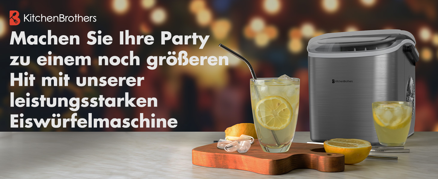 Льодогенератор KitchenBrothers компактний, подрібнювач льоду, машина для кубиків льоду, автоматичний айс-мейкер для кухні