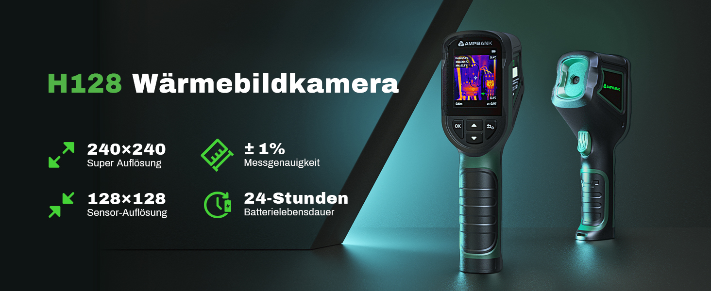 Тепловізійна камера TISR H128 з роздільною здатністю 240x240, акумулятор до 24 годин, -20°C до 450°C, IP65, з сигналізацією температури