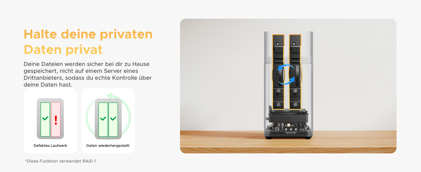 NAS UGREEN DH2300: 2 відсіки, NFC, AI фотоальбом, 4K відеотека, 1GbE LAN, 4GB RAM (без дисків)