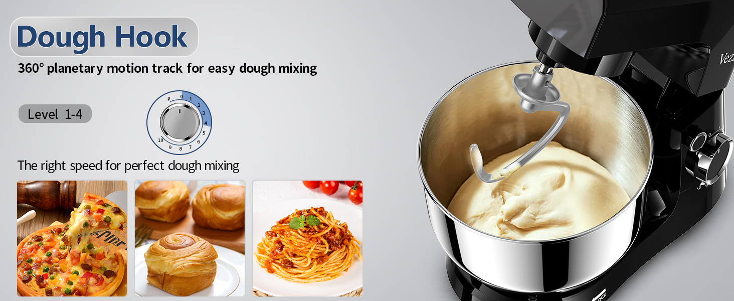 Міксер тістовий Vezzio Knetmaschine 1500W, 4.5л, 10 швидкостей, зелений/чорний