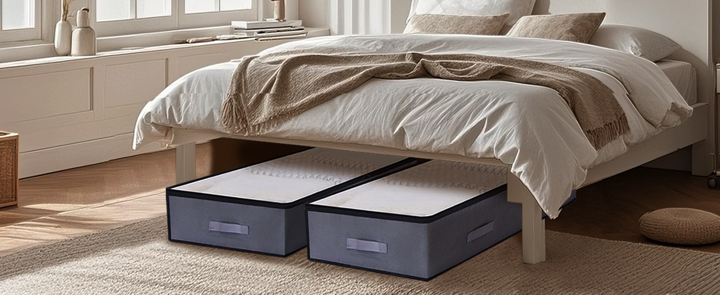 Комод під ліжко, 90л, органайзер для зберігання речей, коробка для білизни, постільної білизни, одягу (сірий)