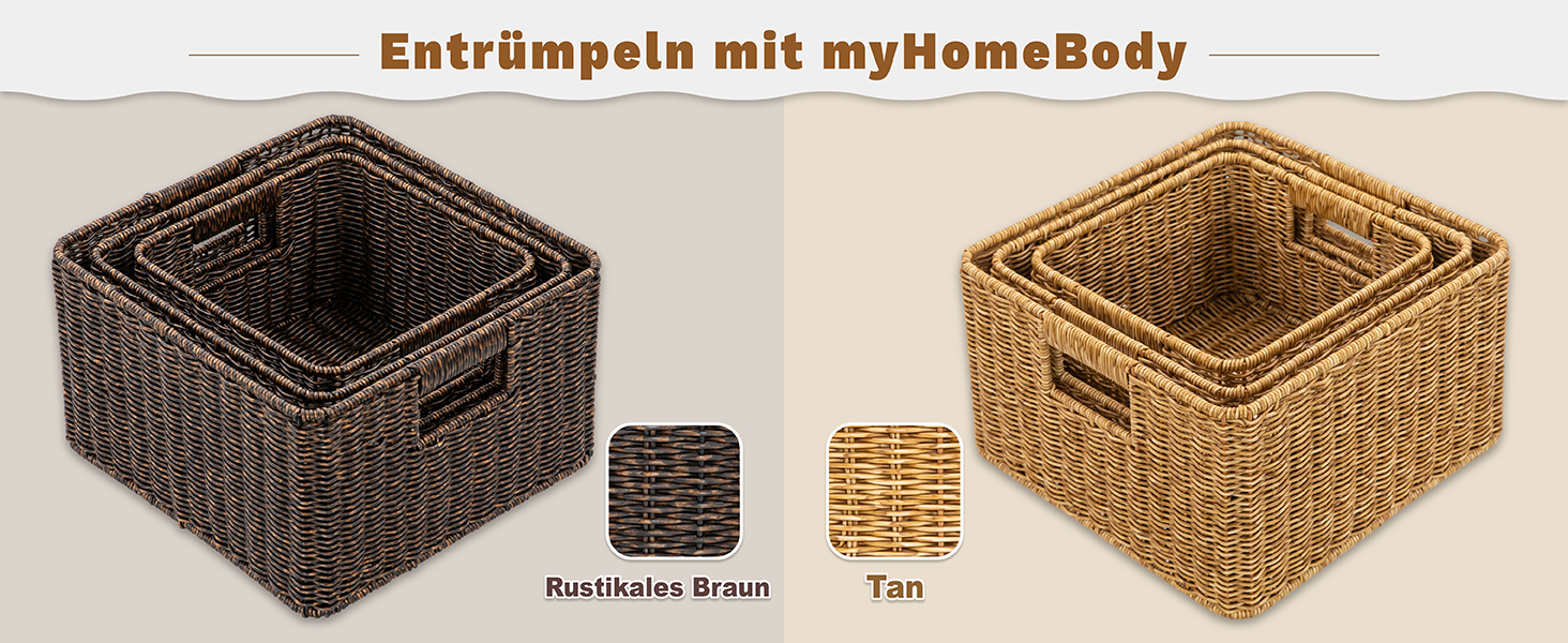 Плетений кошик для зберігання з верби myHomeBody, органайзер для дому, квадратний кошик для організації речей, натуральний матеріал