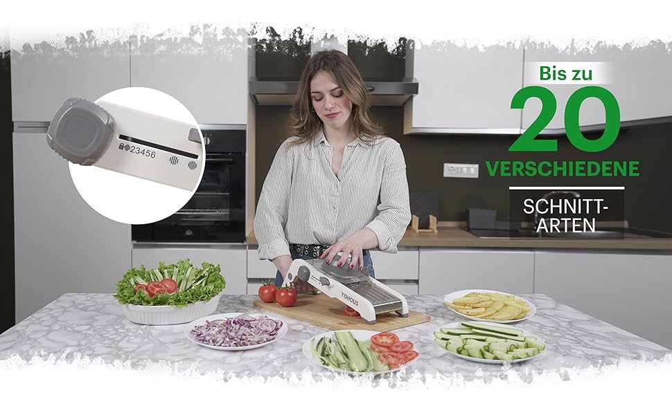 Обрізчик овочів Mandoline з нержавіючої сталі – професійний овочеріз з регулюванням товщини нарізки, для нарізки жульєном/кубиками/смужками, придатний для миття в посудомийній машині