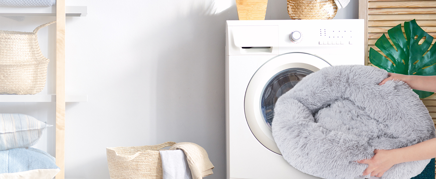 Кругле ліжко для собак та котів BVAGSS, м'яке, плюшеве, діаметр 50 см, блакитне (XH034)