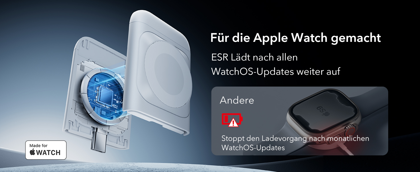 Зарядний станція ESR 3-в-1 для Apple Watch та iPhone з MagSafe, складана, сумісна з iPhone 17/16/15/14/13/12, Apple Watch 9/8/7/SE, AirPods Pro/3/2