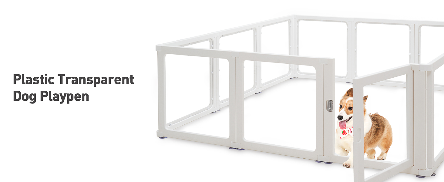 Летіж для цуценят на 8 місць, розкладний, 60 см, прозорий, для собак, котів, кроликів та дрібних тварин, з неслизьким дном, білий