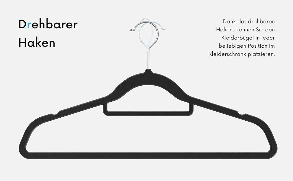 Набір вішалок для одягу OGIVO, 50 шт. - чорні, з антиковзаючою поверхнею, для краваток та сорочок