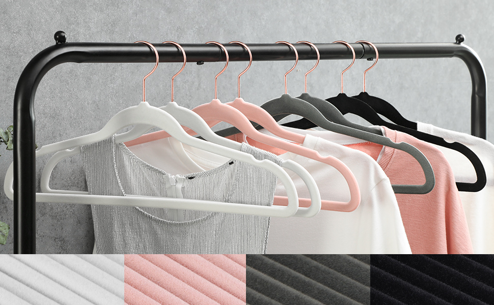 SONGMICS Плечики для одягу з оксамиту, 20 шт., для жакети, піджаки, костюми, 41,5 см, обертовий гачок 360°, білий, рожеве золото, CRF026W01 (рожевий)