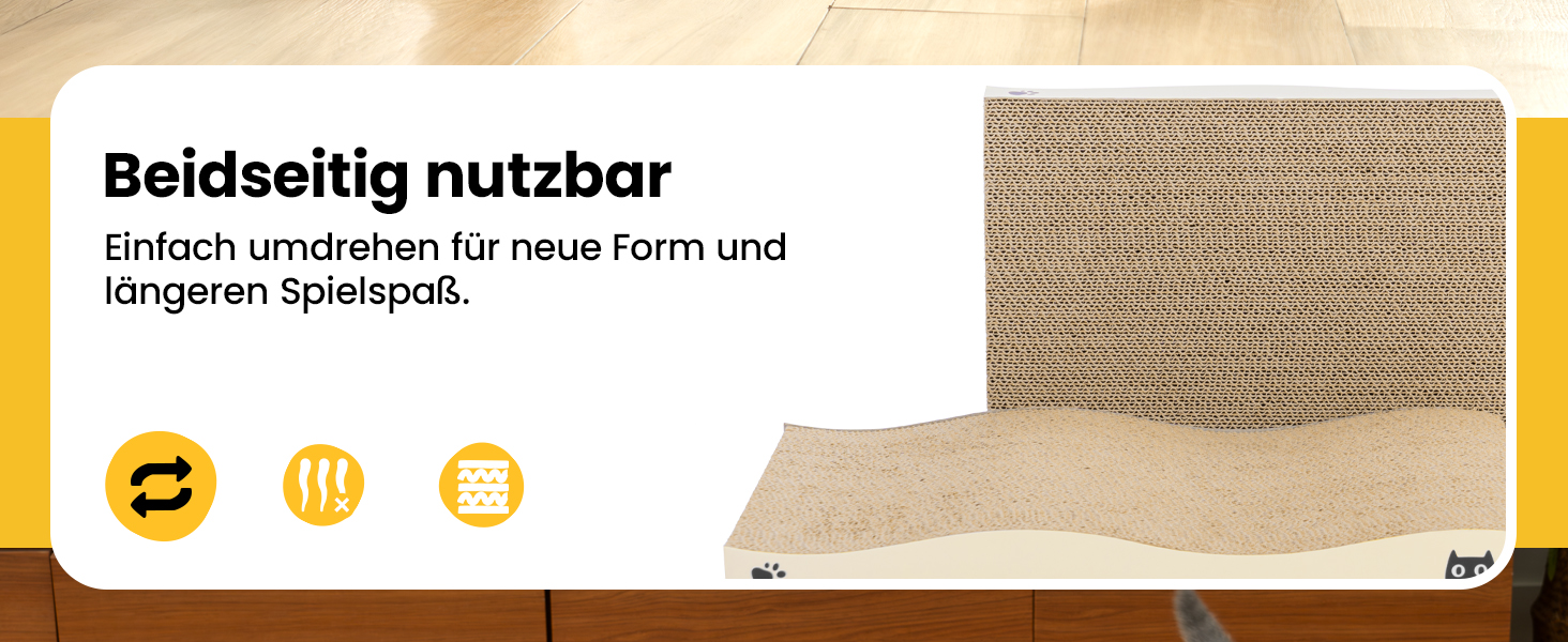 Кігтеточка для котів з коробкою та 4 змінними шарами з картону - велика кігтеточка з міцного гофрокартону, двосторонні шари для дряпання з наклейками DIY - місце для відпочинку котів у квартирі, захист меблів. Велика коробка для котів + 4 кігтеточки + наклейки