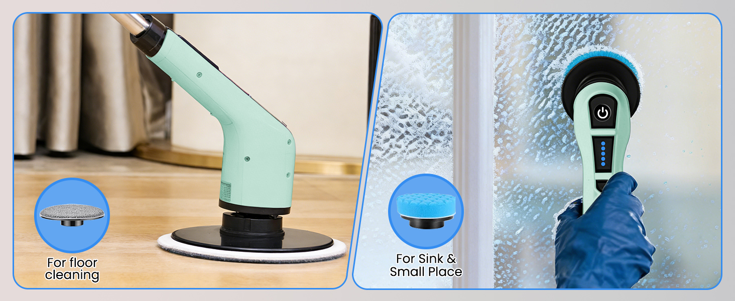 Електрична щітка для чищення швів та поверхонь з 10 насадками, регульована ручка для ванної, кухні, авто, підлоги