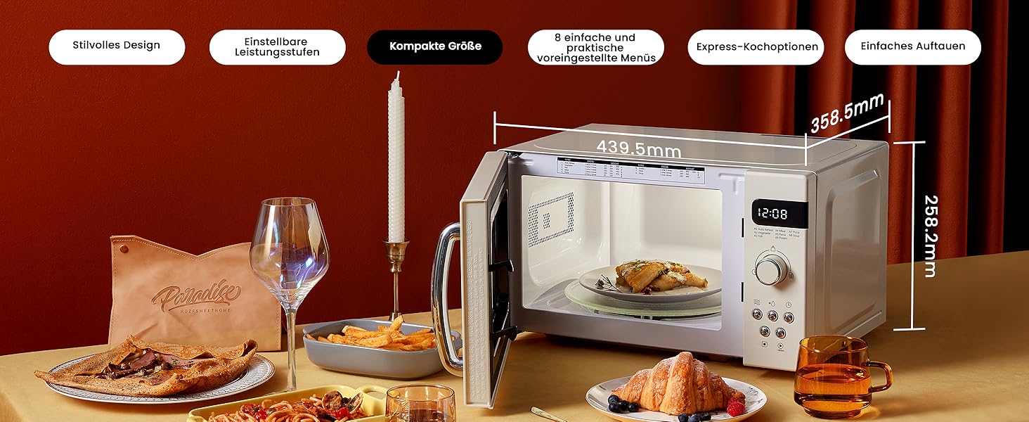 Мікрохвильова піч Comfee CMSN 20L біла, механічна, 700W, з поворотним столом 360°