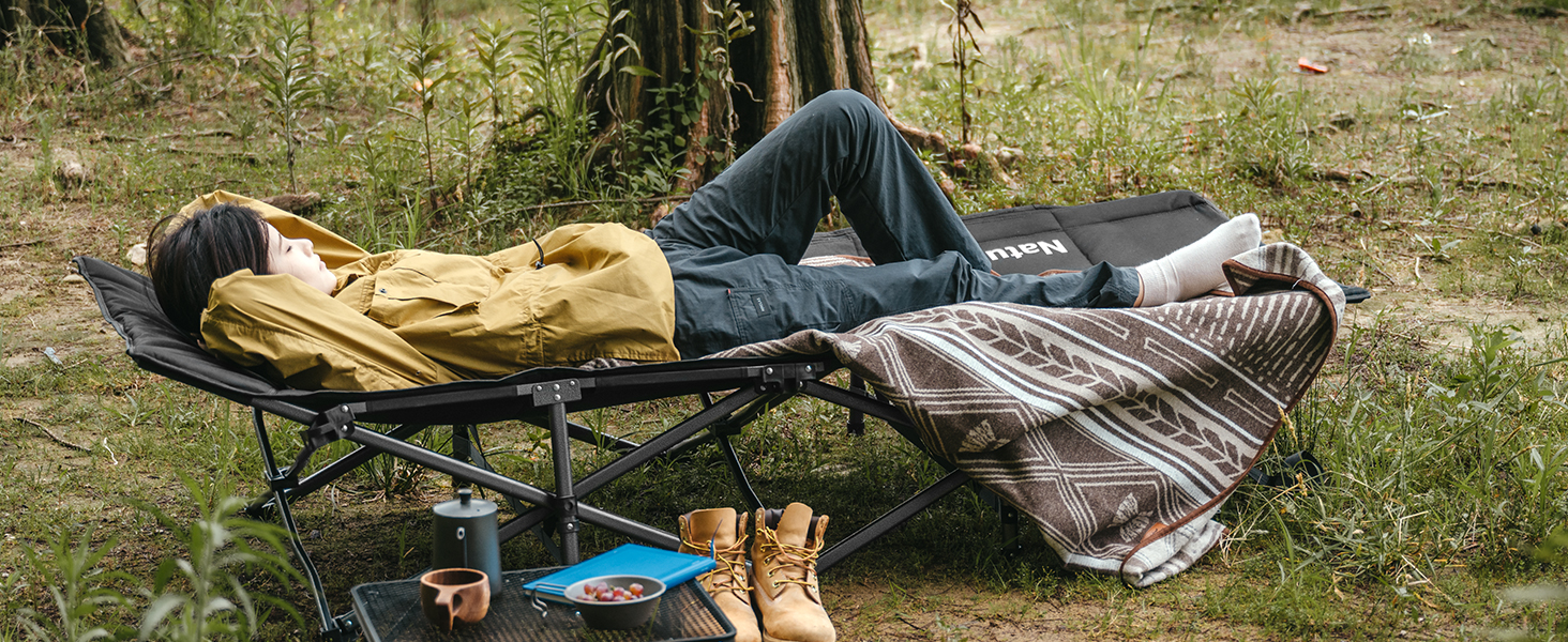 Розкладне ліжко Naturehike для кемпінгу з подушкою, 190 x 70 x 48 см, з утеплювачем, вантажопідйомність 150 кг, портативний шезлонг
