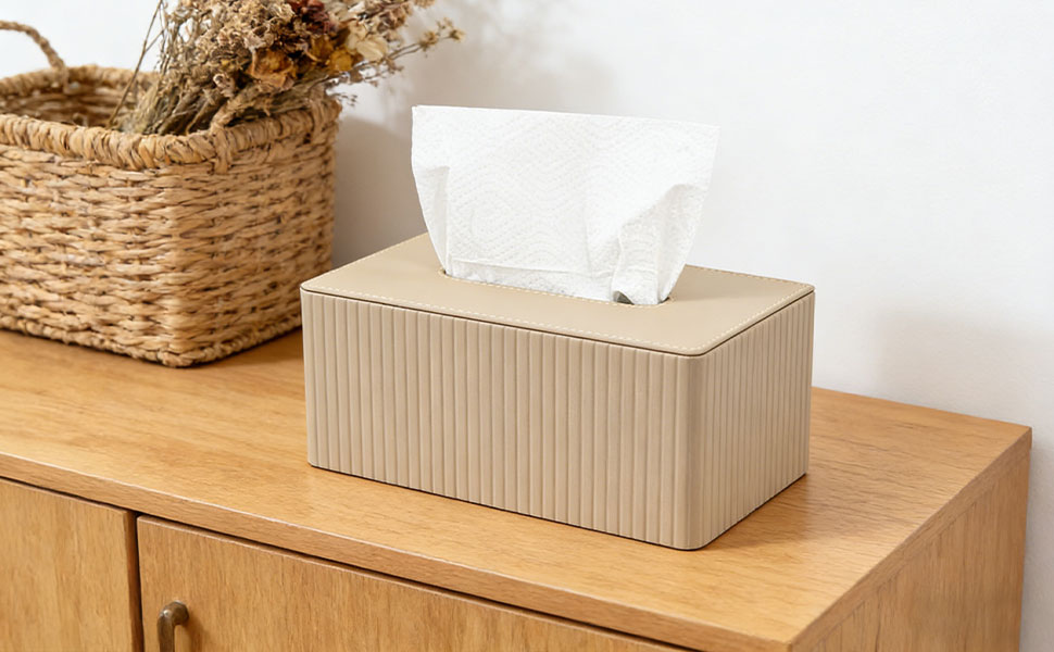 Скляниця для косметики з PU шкіри, 26x15x12 см, магнітна застібка, для ванної, кухні, авто, офісу - матова бежева