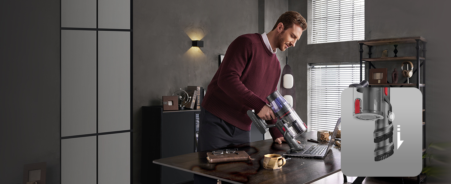 Бездротовий акумуляторний пилосос Ultenic U16 Flex: 550W, 50000Pa, 60 хв роботи, сенсорний екран, телескопічна труба, док-станція, антизаплутування, для твердих поверхонь та килимів, видалення шерсті тварин