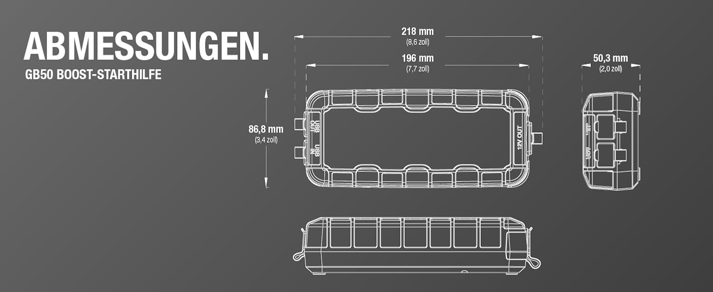 Портативний пусковий пристрій NOCO Boost GB50: 1500A UltraSafe Powerbank - 12V літієвий стартер з кабелями для бензинових двигунів до 7.0L та дизельних до 4.5L