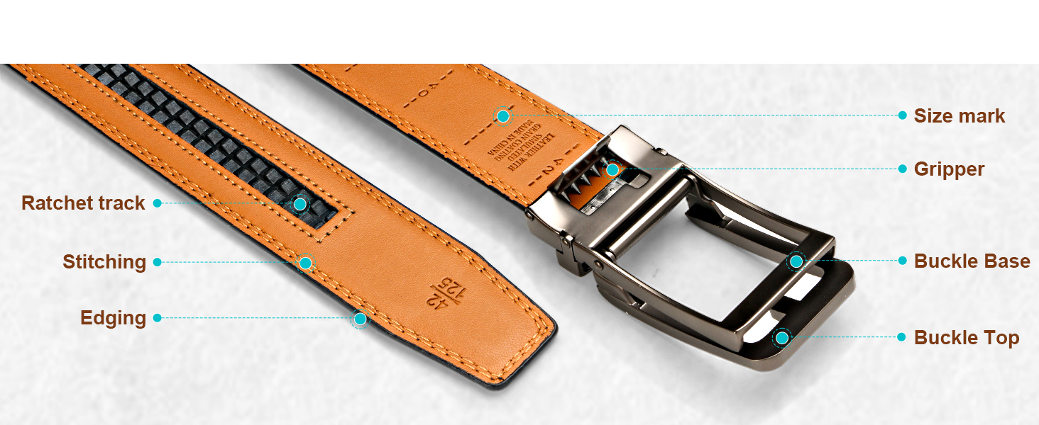 Чоловічий шкіряний ремінь BULLIANT з автоматичною застібкою, ширина 35 мм, регульований, чорний