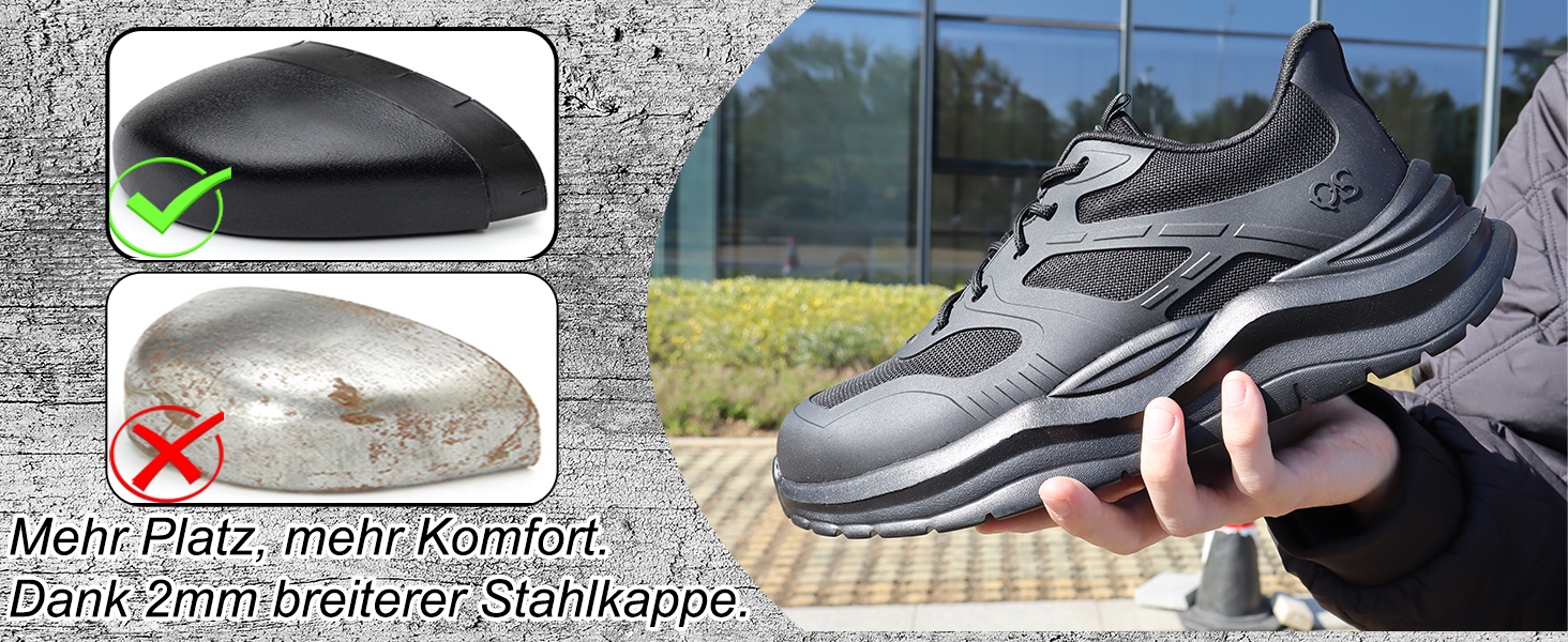 Черевики безпеки унісекс з металевим носком. Легкі, антиковзкі, дихаючі, водонепроникні літні черевики з посиленою підошвою (35 EU, M103 Чорний)