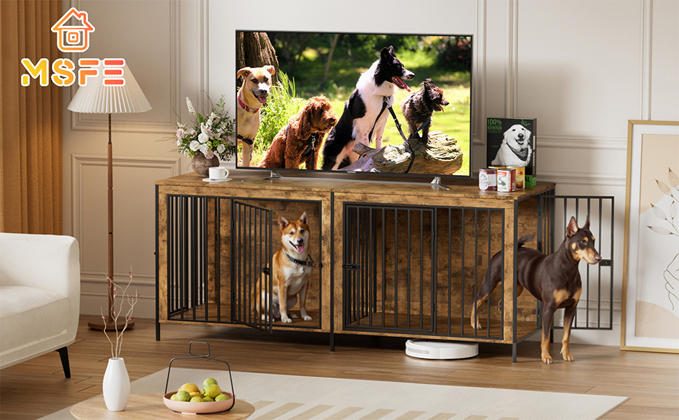 Клітка для собак для дому, 200 см, велика собача будка для 2 собак, XXL, міцна клітка з перегородкою, сучасна собача будка для дому, 4 двері для великих собак до 100 кг