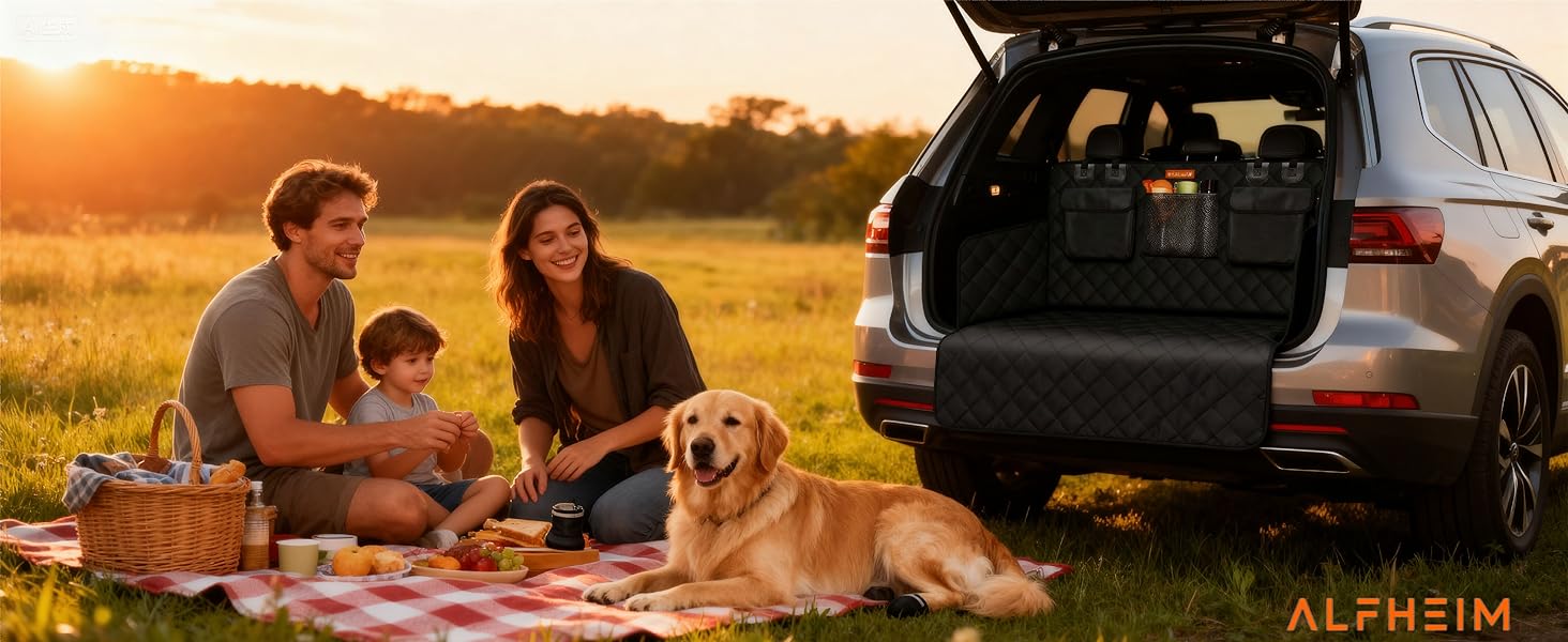 Захист для багажника автомобіля Alfheim для собак - водовідштовхуючий килимок, стійкий до розривів, з боковим захистом, срібного кольору
