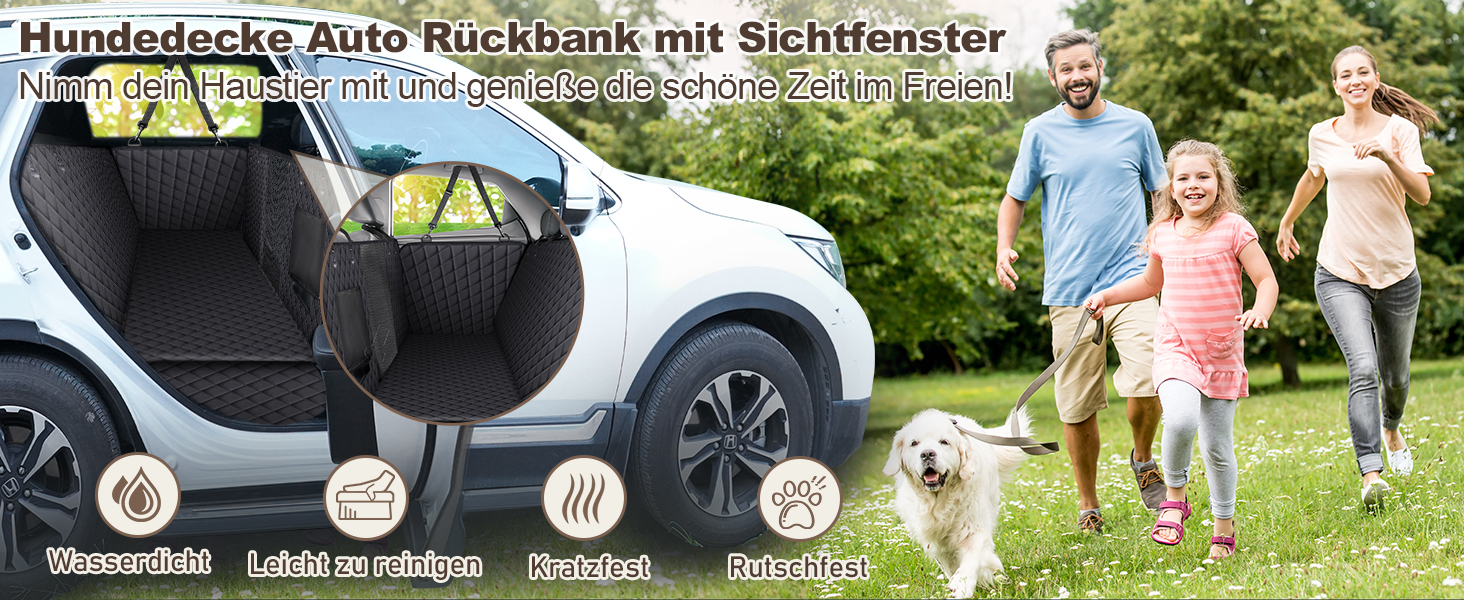 Захист для заднього сидіння автомобіля Angooni для собак - водовідштовхуючий, антиковзаючий, стійкий до подряпин (135x120 см) з Isofix для дитячого крісла, універсальний