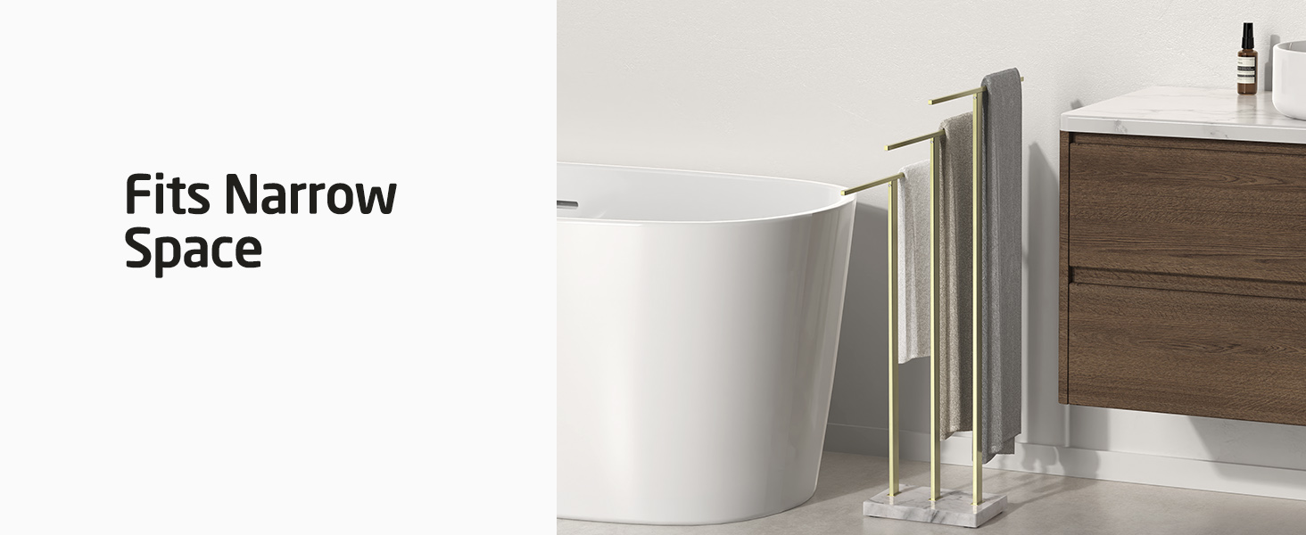 Підставка для рушників KES, 3 стійки, з нержавіючої сталі SUS304, золотиста, BTH217S3-2