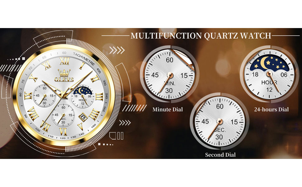 Чоловічий годинник з нержавіючої сталі, хронограф, фаза місяця, водонепроникний, кварц, аналоговий, стильний, класичний, для чоловіків. Сріблястий, чорний, золотий, блакитний колір.