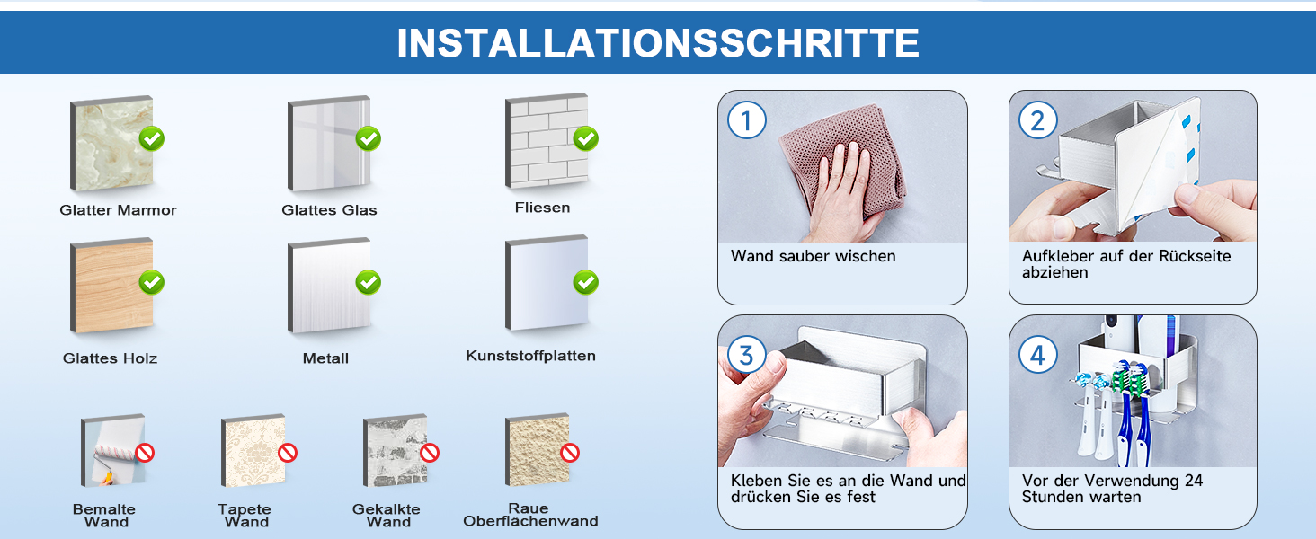 Тримач для зубних щіток настінний, для електричної зубної щітки, органайзер для насадок, срібний, без свердління