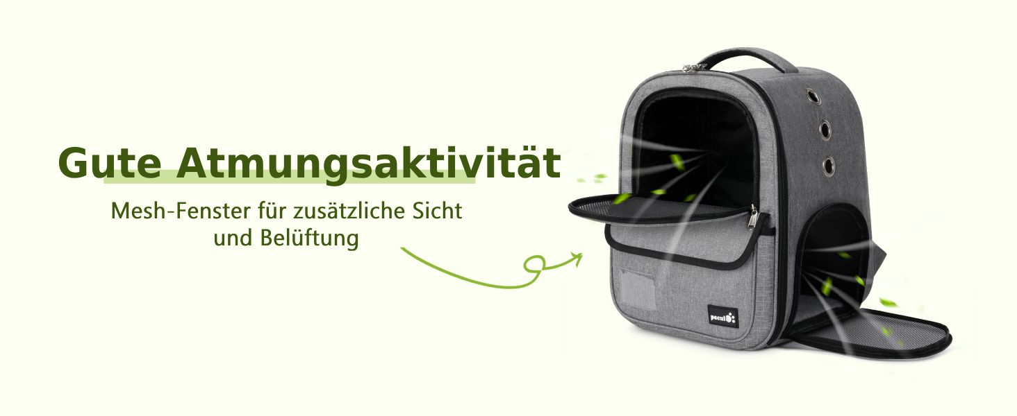 Рюкзак для кота/маленької собаки Pecute, 6 кг, сірий. Зручний, дихаючий, з безпечним тросом та замком. Для подорожей та прогулянок.