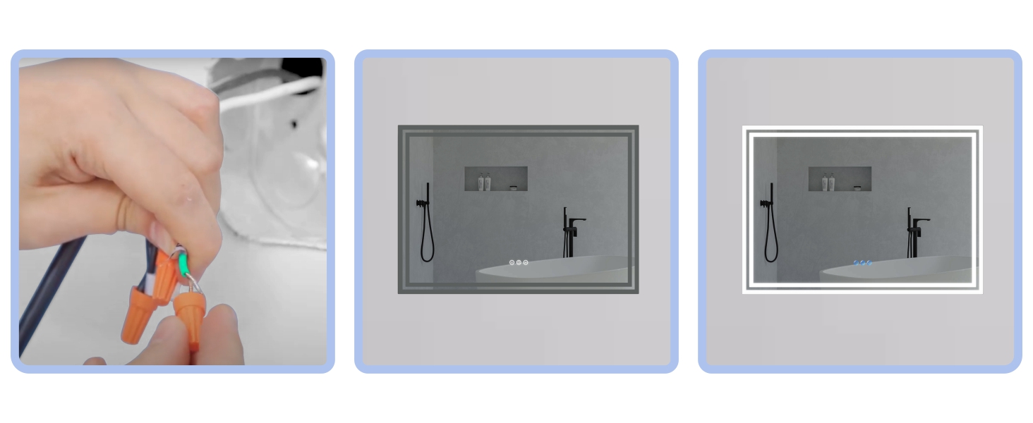 Дзеркало для ванної кімнати AQUABATOS з підсвічуванням 100x70 см LED, антизапар, сенсорне керування, 3 кольори світла, регулювання яскравості