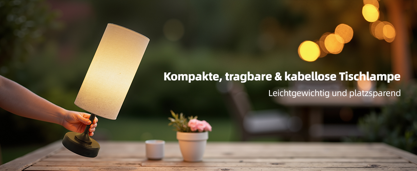 Світлодіодна настільна лампа EZVALO з сенсорним димером, акумуляторна (4000mAh), USB-C, тепле світло 2700K, чорна - 1 шт.