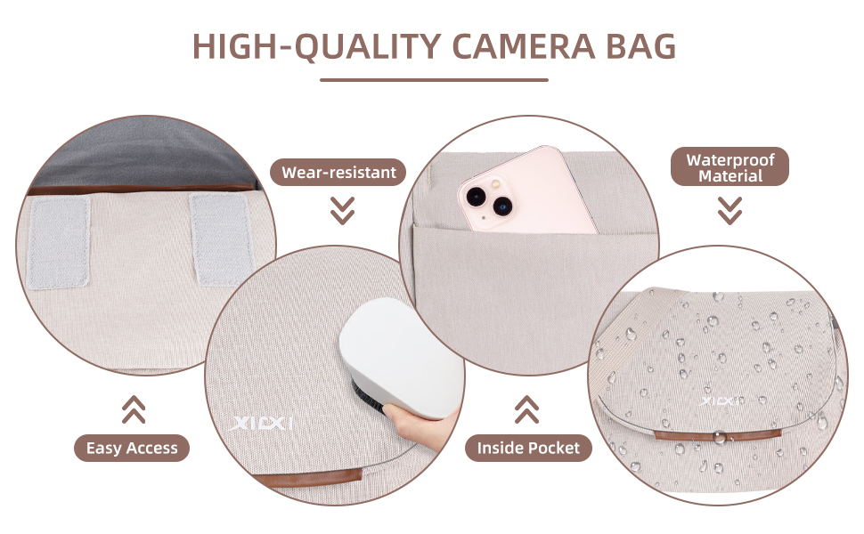 Сумка для камери: сумісна з Fujifilm, Canon, Nikon, Sony SLR/DSLR, водонепроникна, стильна, універсальна (бежевий, сірий)