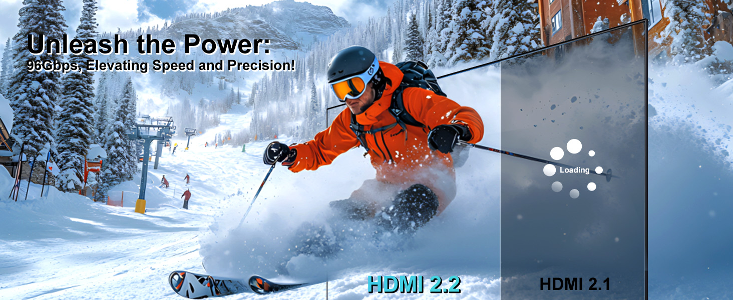 HDMI 2.1 Кабель 1м, 16K HDMI, 96Gbit/s, Підтримка 16K 60Hz, 8K 60Hz, 4K 240Hz, сумісний з PS5/4, Fire TV, ноутбук, ПК