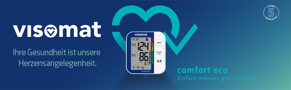 Високоточний тонометр Visomat Comfort eco для вимірювання артеріального тиску на плечі, велика манжета до 52 см, 800 г