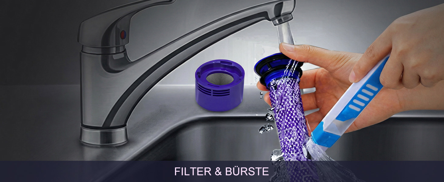 Акумулятор FLYLINKTECH 8.0Ah V8 для пилососів Dyson V8 Absolute/Animal/Fluffy/Motorhead SV10 з 2+1 фільтрами та 4 шурупами