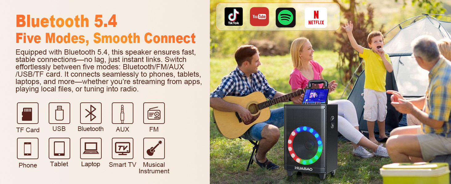 Bluetooth-караоке-система A115 з 2 мікрофонами, 11 динаміками, акумулятором 8800 mAh, світловим ефектом, FM/AUX/USB/TF, регулюванням басів та високих частот