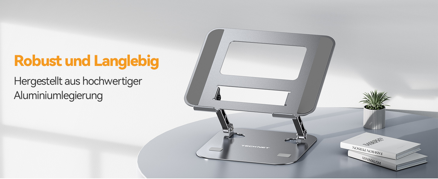 Підставка для ноутбука TECKNET регульована по висоті, ергономічна, складна, портативна з вентиляцією, сумісна з ноутбуками та планшетами 11-17.3 дюймів (сіра)