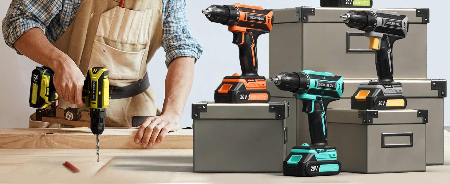 Акумуляторний шурупокрут/дрель 20V, 56 шт. у комплекті, 42Nm, LED-підсвічування, для дому та ремонту