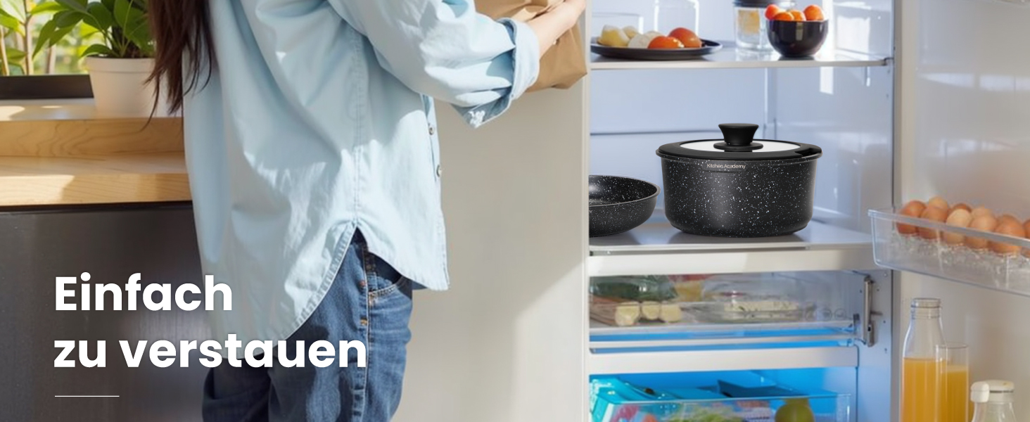 Набір посуду Dishdelight з антипригарним гранітним покриттям та знімними ручками, індукційний, з кришками (чорний)