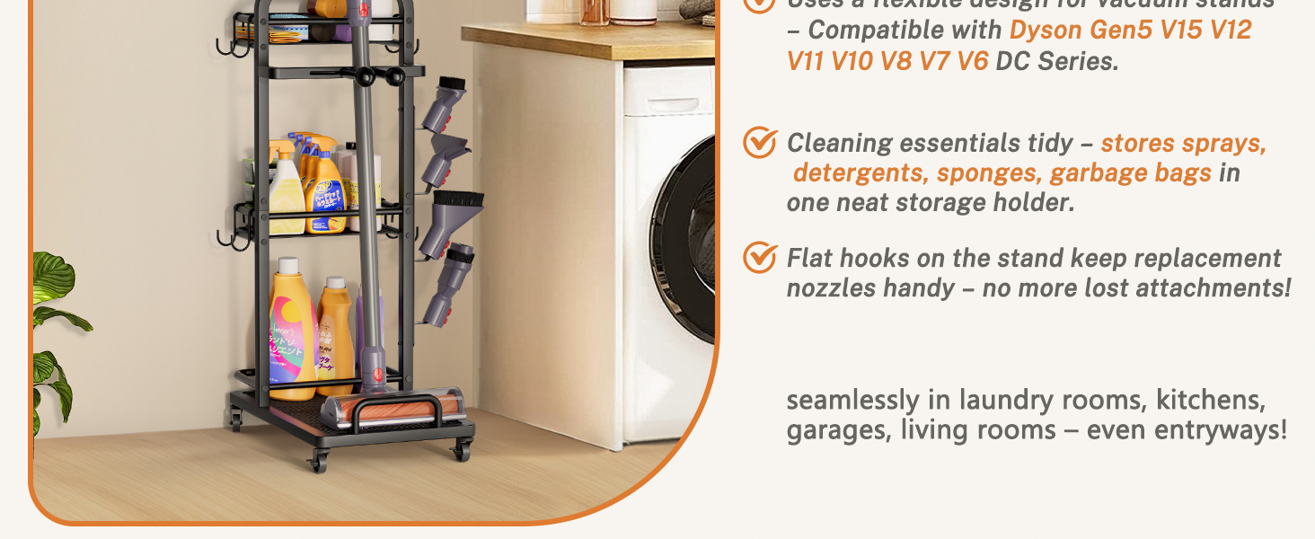 Підставка для пилососа, металева, настінна/підлогова, з коробкою для зберігання, сумісна з Dyson Gen5 V15s V15 V12 Slim V11 V10 V8 V7 V6 та аксесуарами