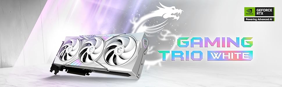 Відеокарта MSI GeForce RTX 5060 Ti Gaming Trio OC White 16GB GDDR7, PCIe 5.0, 2647 MHz