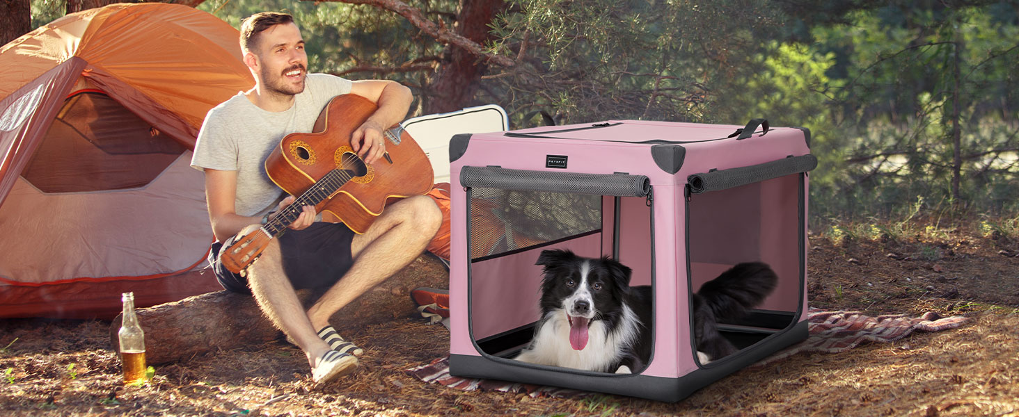 Транспортна переноска для собак та котів Petsfit, складана, для подорожей та авто, рожева, M