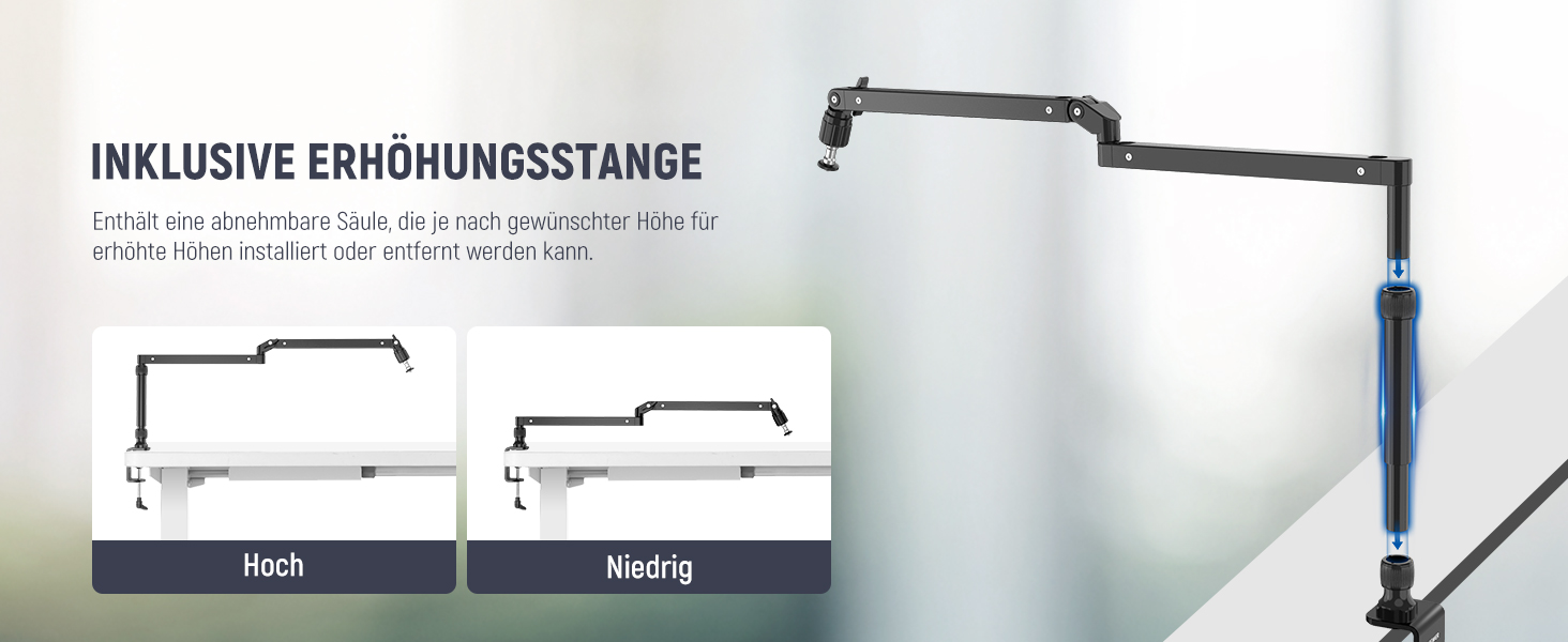 NEEWER MST002 Тримач для мікрофона з низьким профілем, регульований, з демпфером, для подкастів, ігор, стрімінгу, з кабелеуправлінням