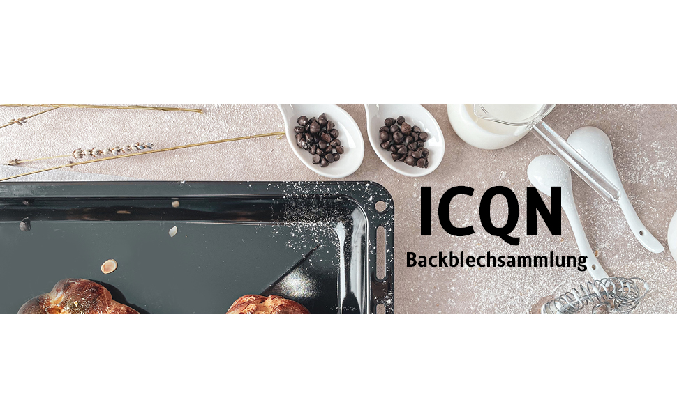 ICQN Емальований деко для духовки 45,5x37,5x3 см, жирозбірник, для Bosch, Siemens, Neff, Constructa, Flavel, Simfer, стійкий до подряпин і корозії