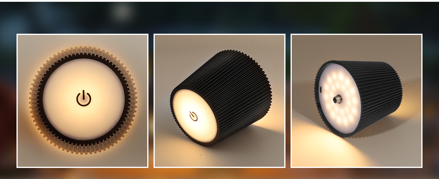 LED настільна лампа бездротова диммируемая, акумуляторна, чорна з USB-C, сенсорна, 3 колірні температури, плавне регулювання, регульована висота, IP54 вологостійка для внутрішнього та зовнішнього використання (чорний (2 шт))